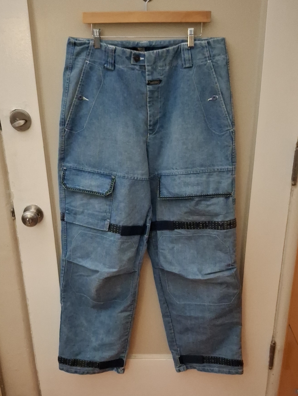 Marithe Francois Girbaud Men's Light Blue Cargo Work Jeans_1